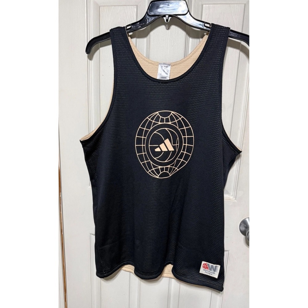 Adidas Worldwide Hoops Reversible Mesh Tank Top Mens M Black Tan